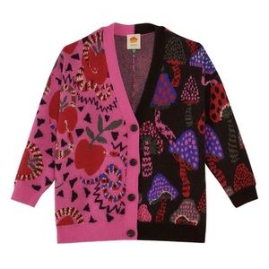 NWT Farm Rio Mixed Snake Mushroom Cardigan Sweater Medium